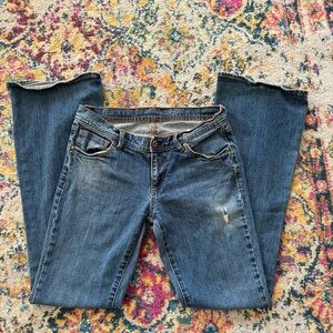 Y2K 2000s Distressed Low Rise Flared Preppy Jeans